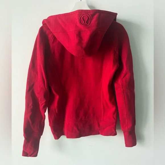 Lululemon Fitted Full Zip Scuba Hoodie Jacket Dark Red EUC Sz 8 - Picture 6 of 8